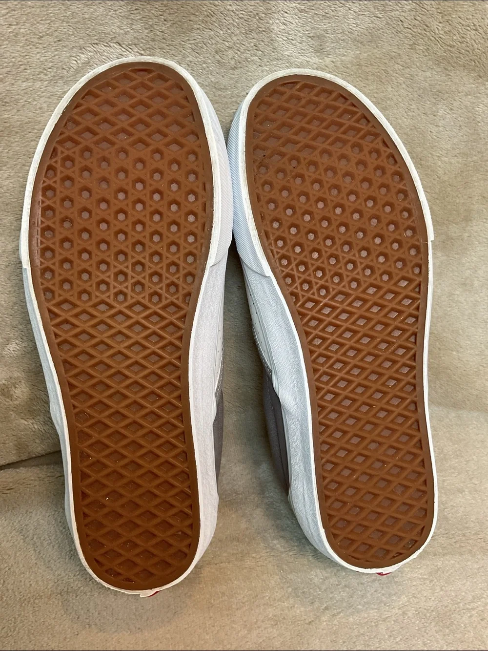 Vans White Perforated Slip-On Sneakers with Gray Trim Size 10.5 W